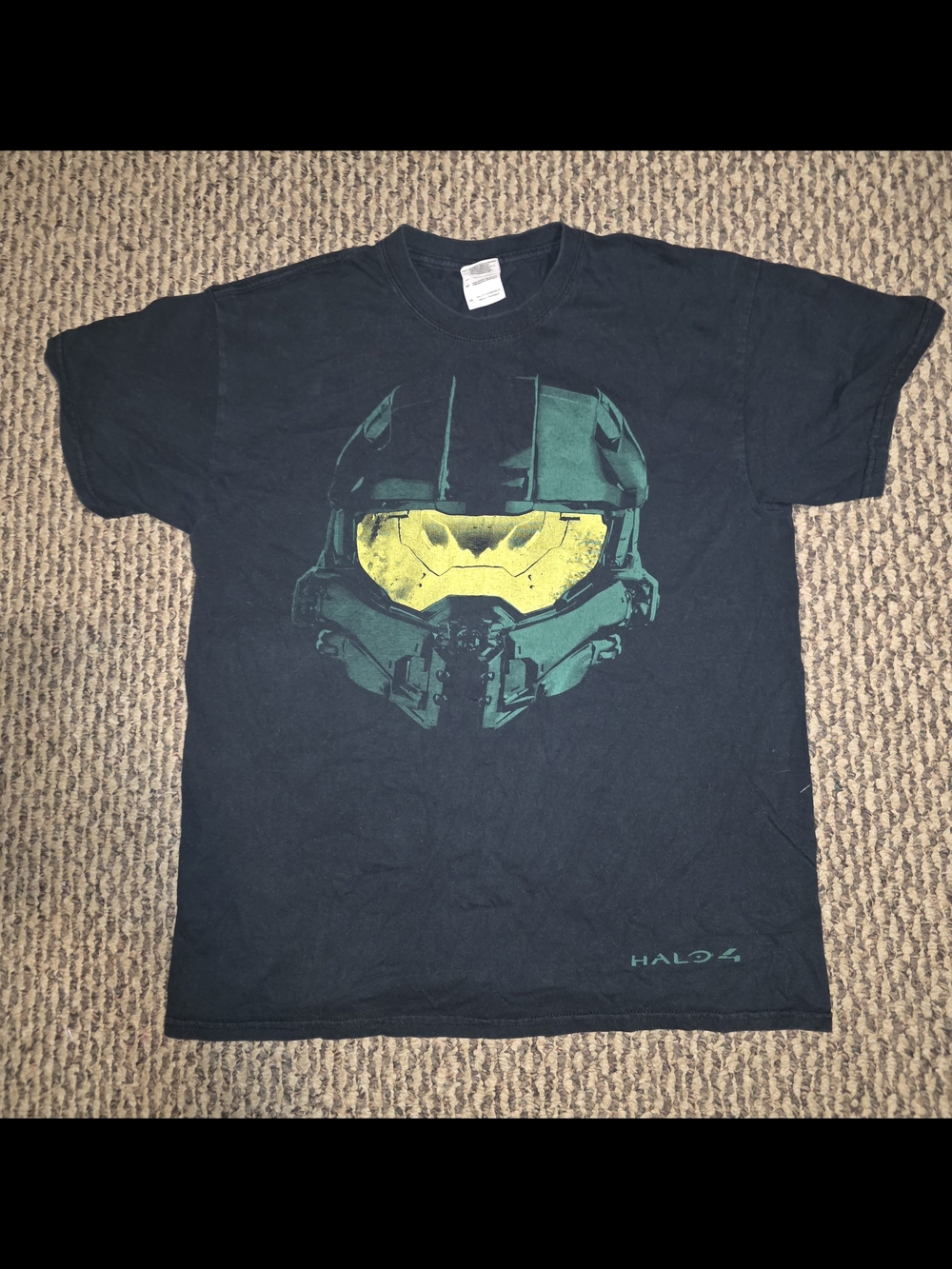 Anvil Black Halo 4 Master Chief Helmet Tee with Green & Yellow Print